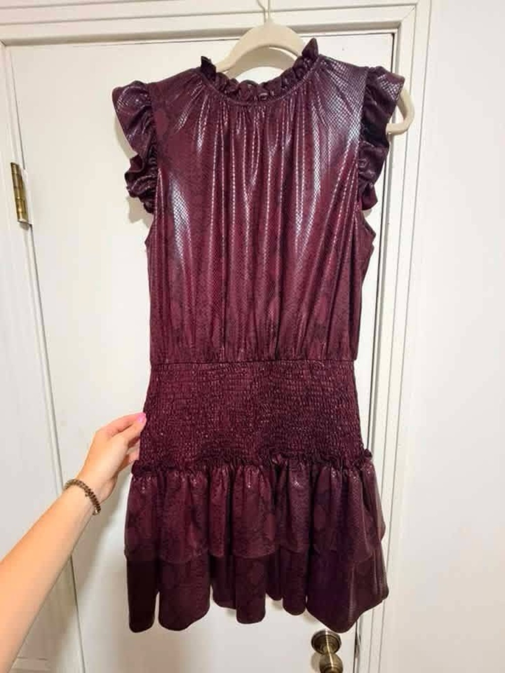 Burgundy Ruffle Sleeve Dress